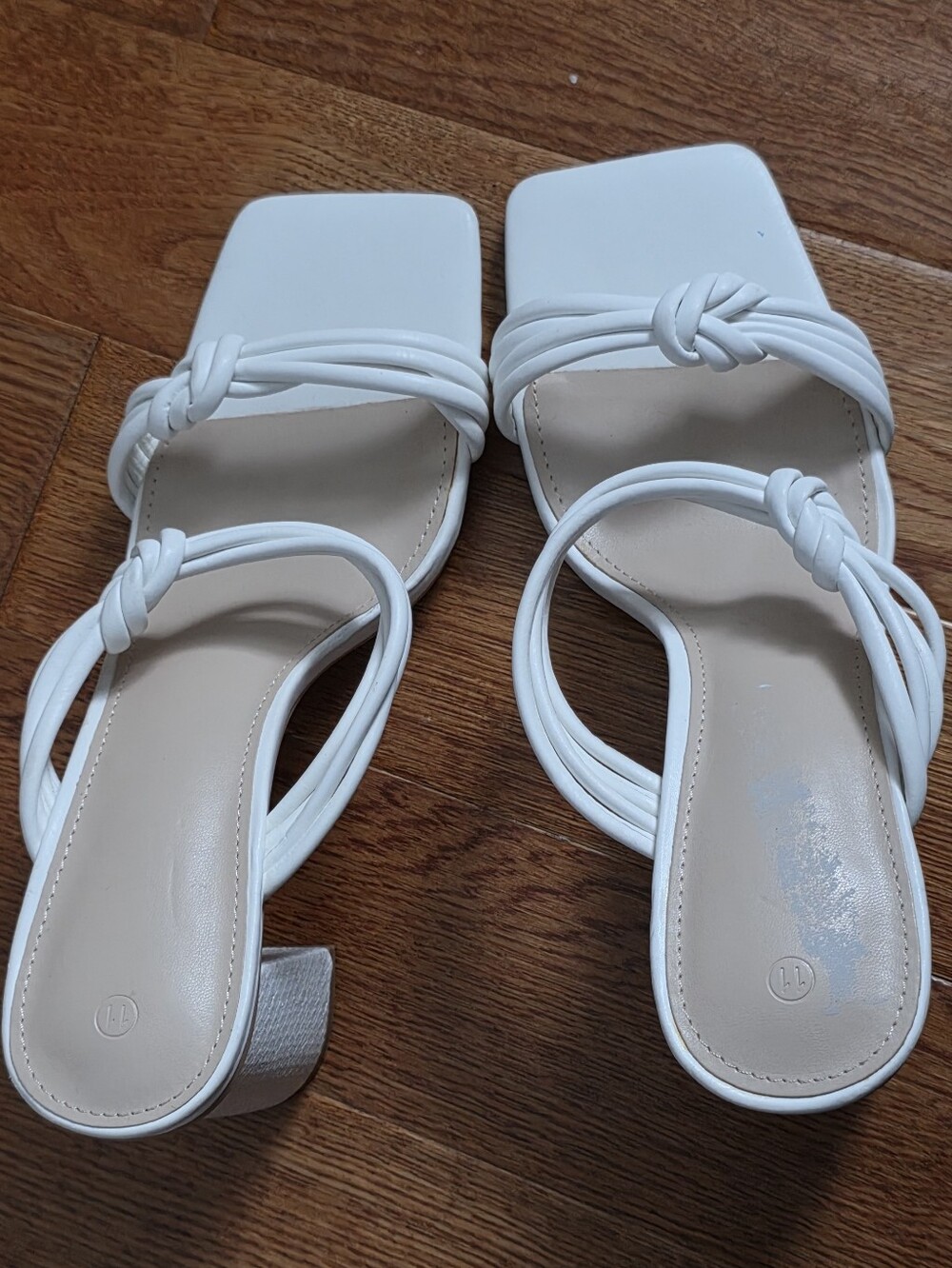 White Knotted Strap Women’s Size 11 Block Heel Sandals